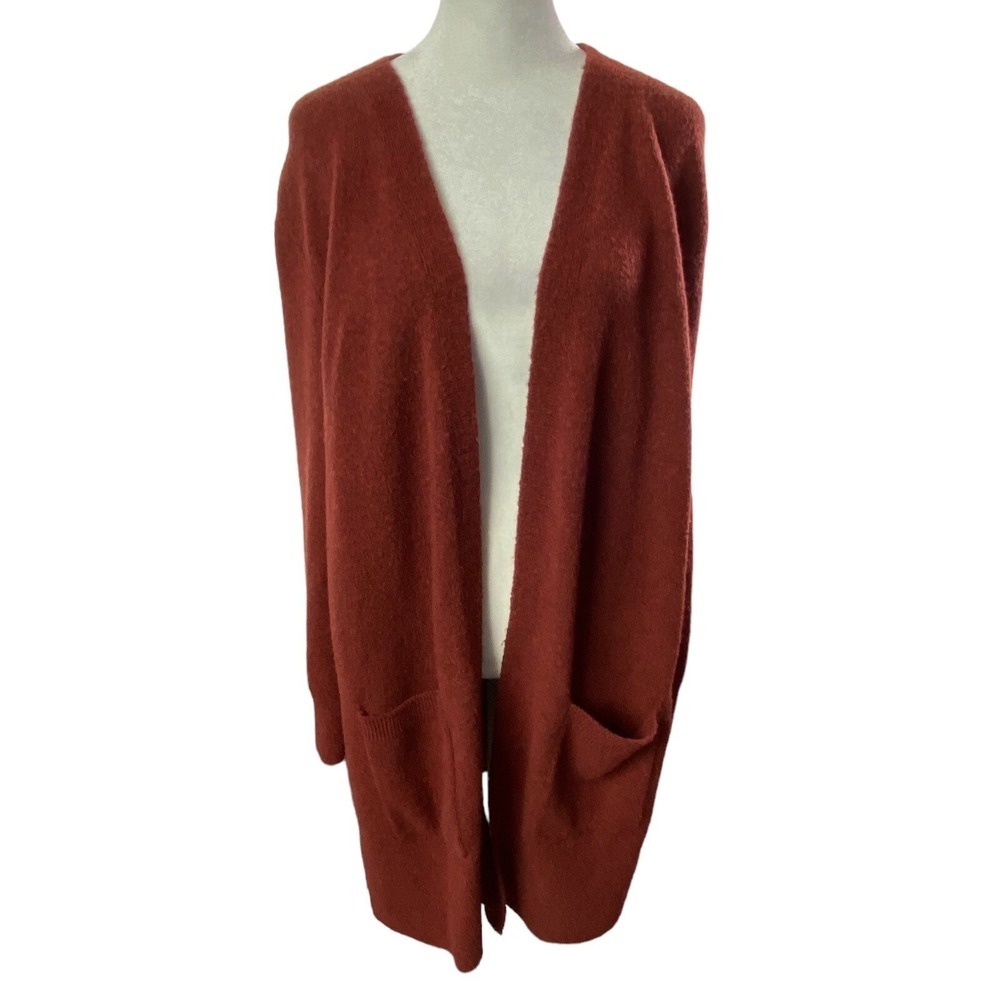 MADEWELL Women Long Sleeves‎ Pockets Open Front Sweater Cardigan Sz M Red 79-30